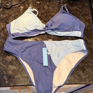 Cupshe Blue and Light Blue Bikini Set